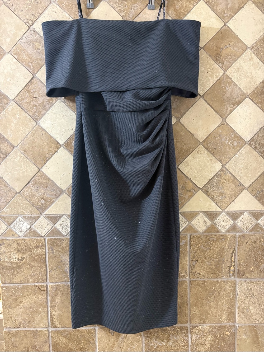 Vince Camuto Off the Shoulder Cocktail Midi Dress Size 6 Slate Gray
